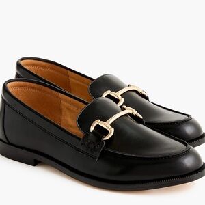 J. Crew Factory Black Leather Slip-On Loafers. New
